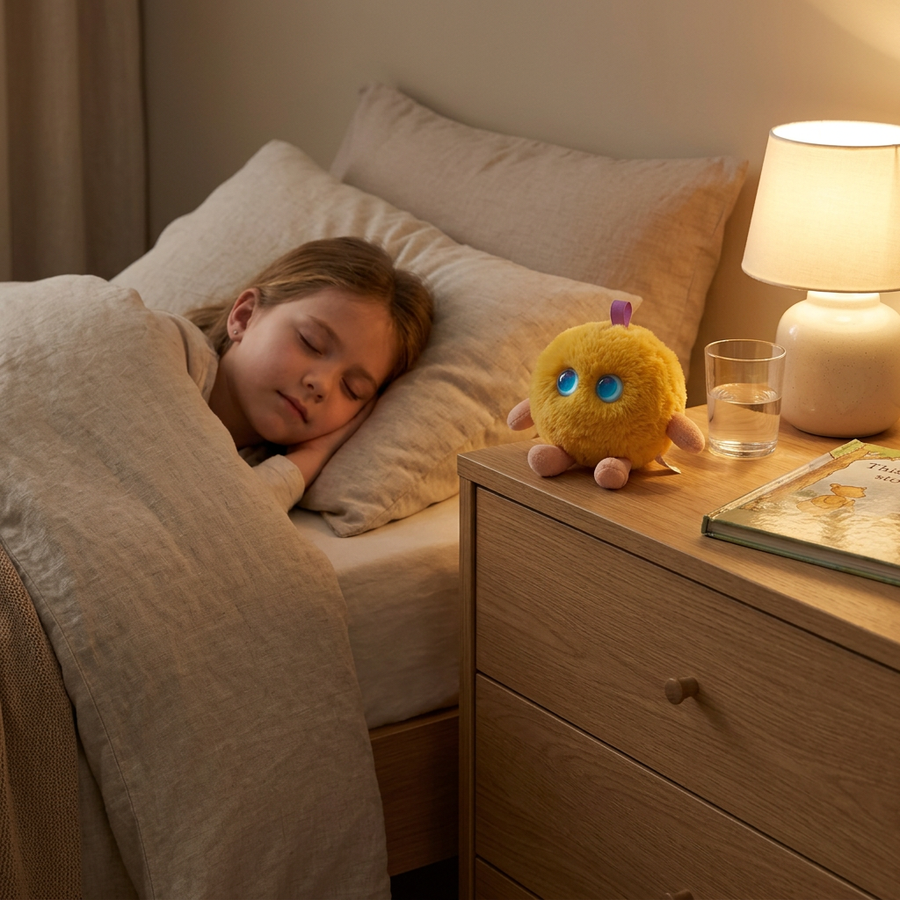 Tovuli AI plush companion, a calm bedtime companion